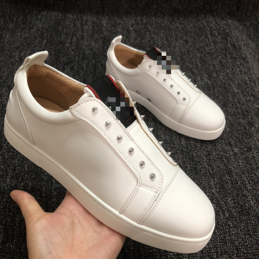 European and American Export New Men's Shoes Glossy Red Sole Shoes Small White Shoes Rivets Trbottomyy Flats Casual Sneakers Women's Large Size