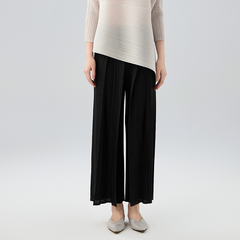 Customized Casual Pants Pleated Factory 25 Summer New Style Patchwork Button Versatile Slimming Straight-Leg Trousers Fashionable and Versatile