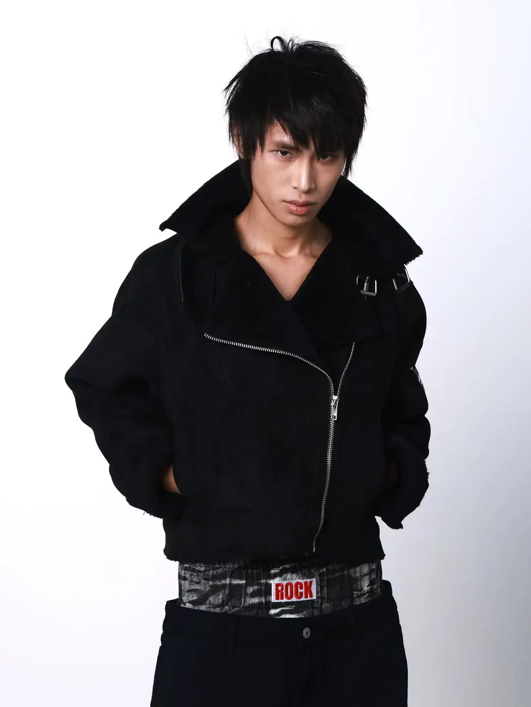 Detw 25Aw* Black Warrior Three Forms Diagonal Zipper Suede Lambswool Metal Mountain Carving Thickened Jacket Cotton Coat