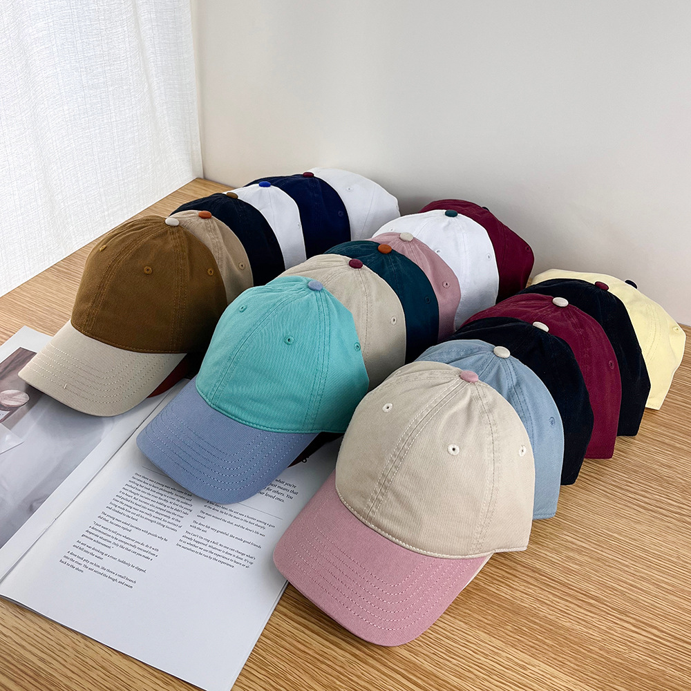 Unisex Street Fashion Color-Blocking Soft-Top Baseball Cap Couple Shopping Korean Versatile Duckbill Cap Makes Face Look Smaller