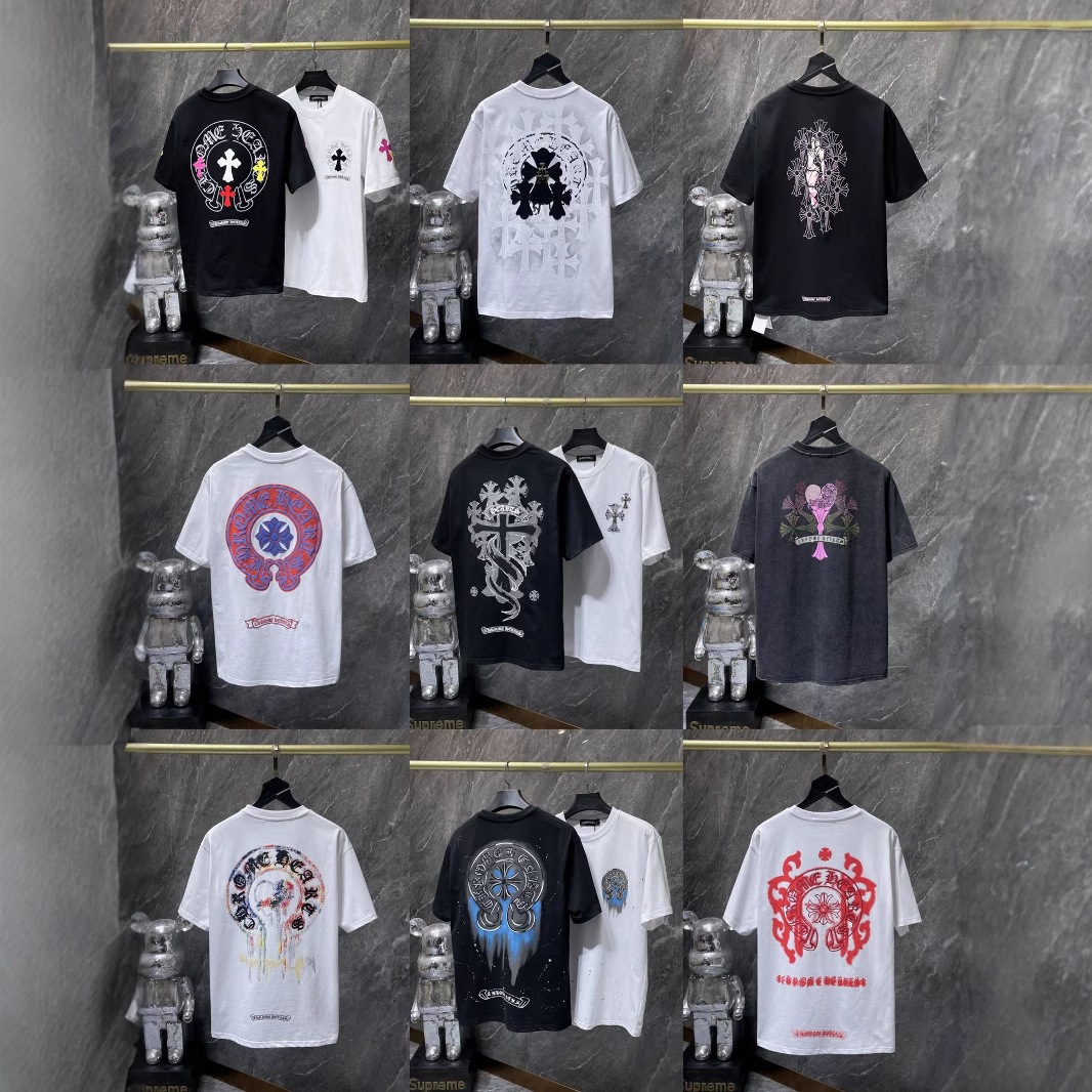 Chrome Heart New Summer Cross and Horseshoe Print Unisex Short-Sleeve T-Shirt Series Wholesale