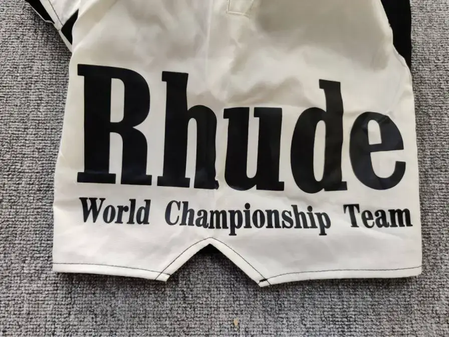 Rhude Panel Logo Short Sunset letter Print Color Block Sports shorts Summer Men's and Women's Casual Pants