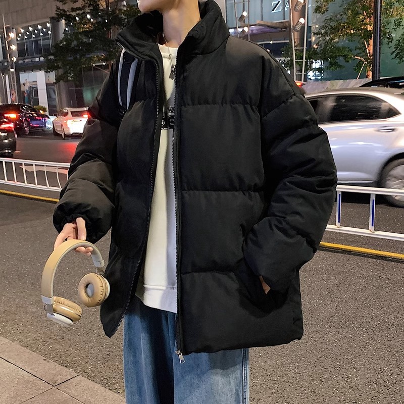 2024 Winter New Hong Kong Style Down Jacket Men's Warm plus size Loose Bread Clothes Handsome Couple Thickened Cotton-padded Jacket
