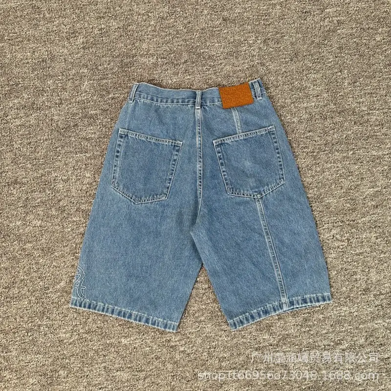 High Version Mertra Street Embroidered Letters Washed Distressed Jeans American Casual Men's and Women's Straight Pants