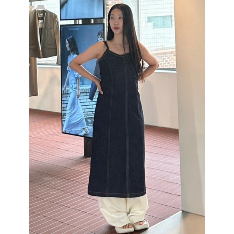Longmei Denim Suspender Dress Mid-Length 2026 Early Spring New Korean Style Lc Style Simple Retro Sleeveless Dress