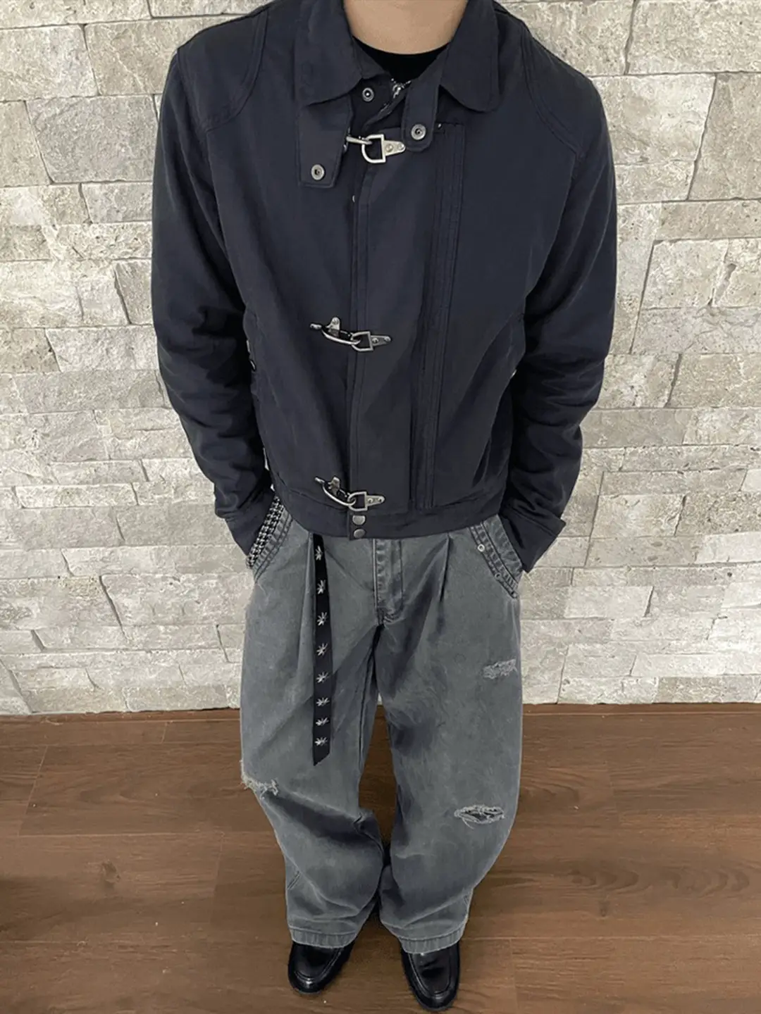 American Lobster Clasp Work Jacket for Men, Autumn Vintage High-End Barn Style Short Baseball Jacket