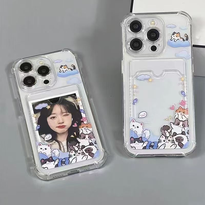Paying Cloud Cat Is Suitable for Apple 16Pro Mobile Phone Case 15Promax Can Hold Cards 14Pro Card Holder 12 11