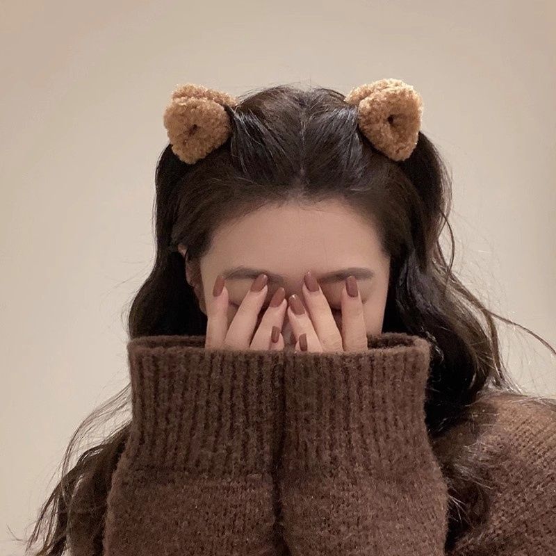 Bear Sense ~ Fluffy Ears Small Grab Clip Bangs Hairpin Lamb Hair Clip Cute Princess Headwear Hair Accessories