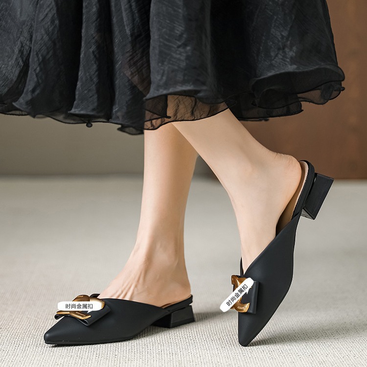 Baotou Half Tow Women's Summer Outfit 2025 Spring and Summer New Simple Slip-on Lazy Muller Shoes Women's Y6011-23