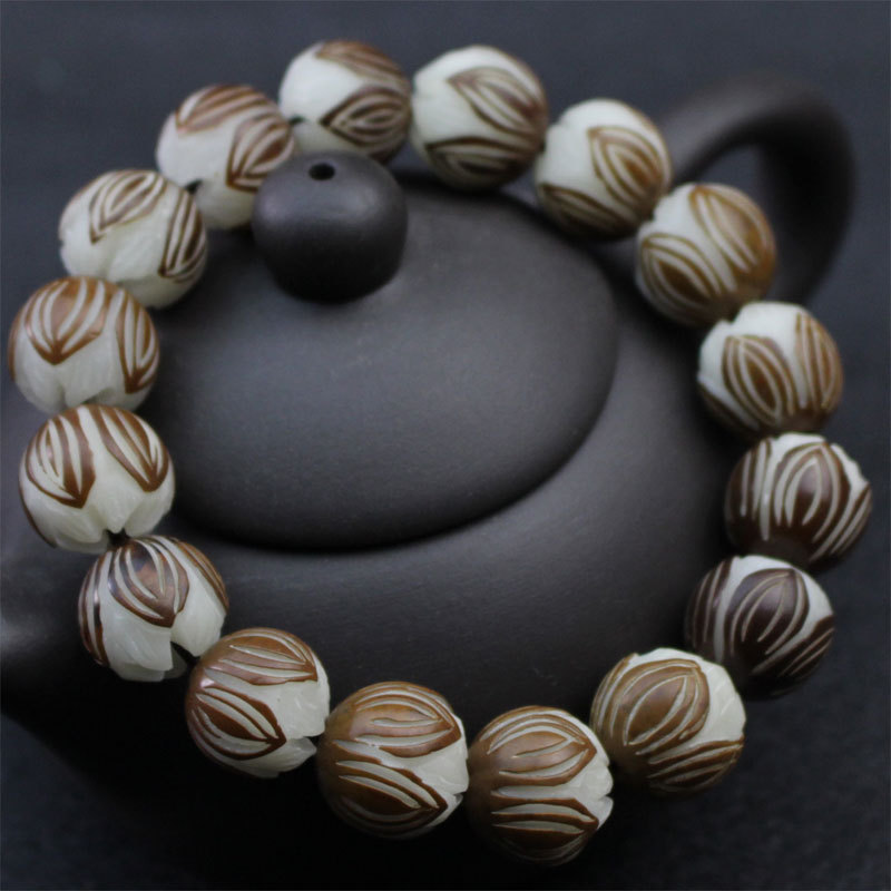 Wholesale White Jade Bodhi Root Bracelet Original Seed Buddha Bead Bracelet Artistic Men and Women Couple Jewelry Gift Lotus Bodhi