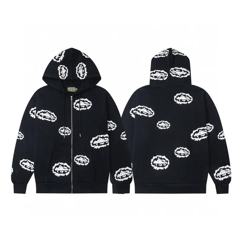 Corteiz Alcatraz Co-Branded Kapok Fleece-Lined Hooded Sweatshirt Street Men's and Women's Loose Casual European and American Suits
