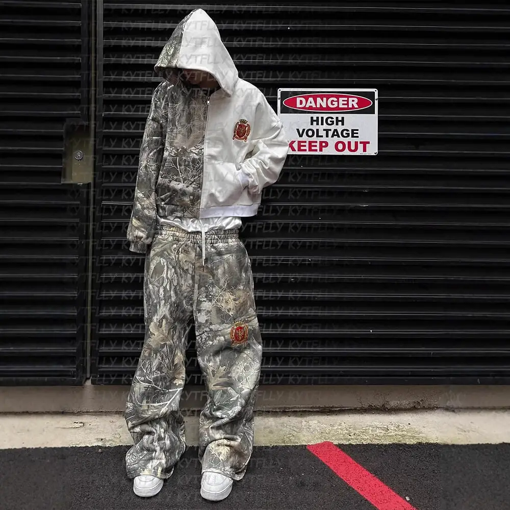 Y2K European and American Cross-Border New Style American-Style Suit with Color-Blocking Design Sweatshirt Street Retro Fashion Unisex Suit