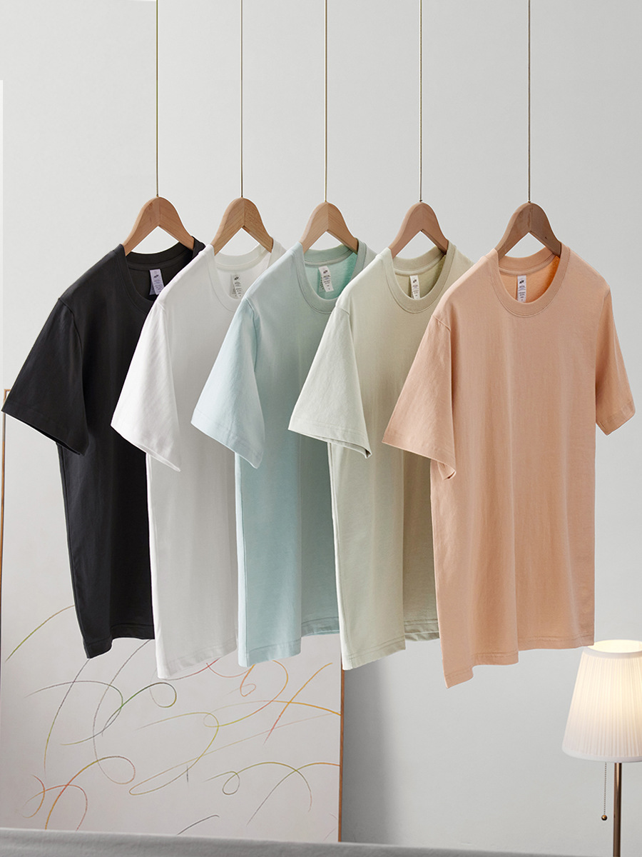 Summer 230g cotton short sleeve women's casual T-shirt men's round neck half sleeve solid color jacket loose lovers clothes wholesale