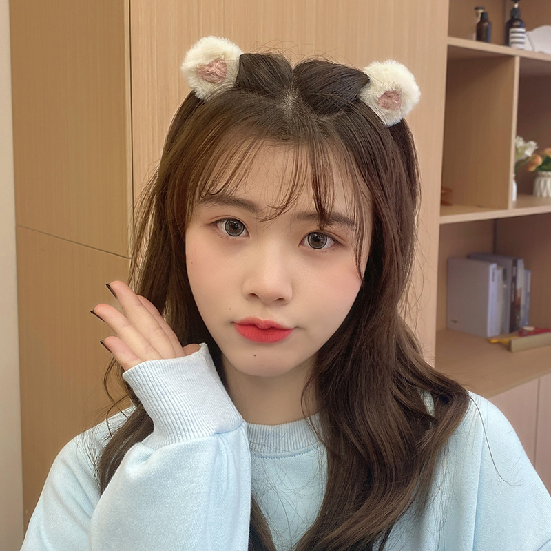 New Side Clip Three-dimensional Cat Ear Headwear Plush Pair Clip Japanese Style Cute Girl's Bangs Clip Hair Clip
