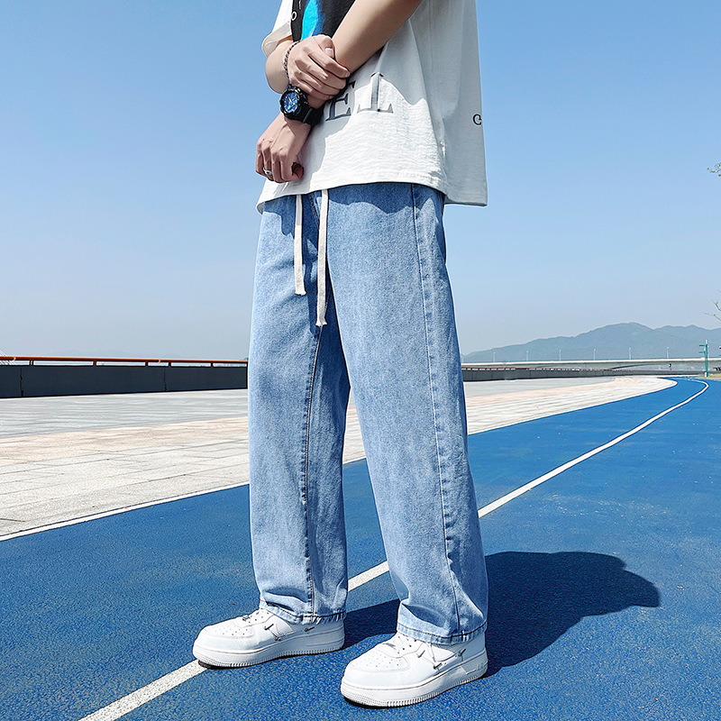 Jeans Men's Spring and Autumn Fashion Brand Straight Loose Men's Ice Silk Wide Leg Autumn Internet Celebrity Casual Long Pants for Men