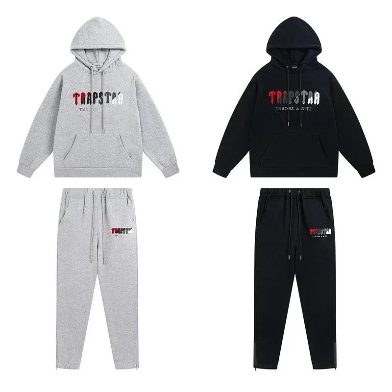 Embroidered Set Fleece Hooded Sweatshirt Foot-up Sports Casual Long Guard Pants