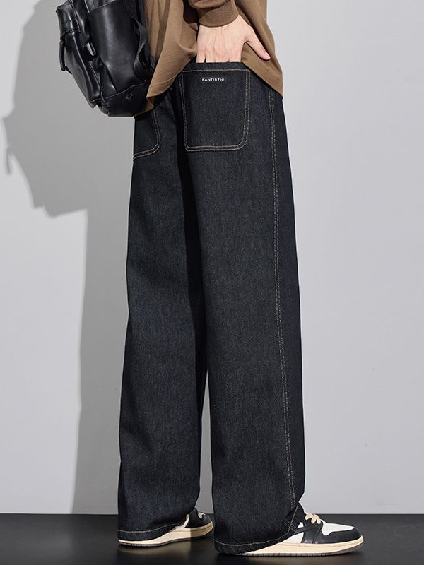Shanggu Men's Clothing | Original Non-Fading Men's Jeans, High Street Fashion Brand, Versatile, Loose Straight Fit, Slimming Xintang Jeans.