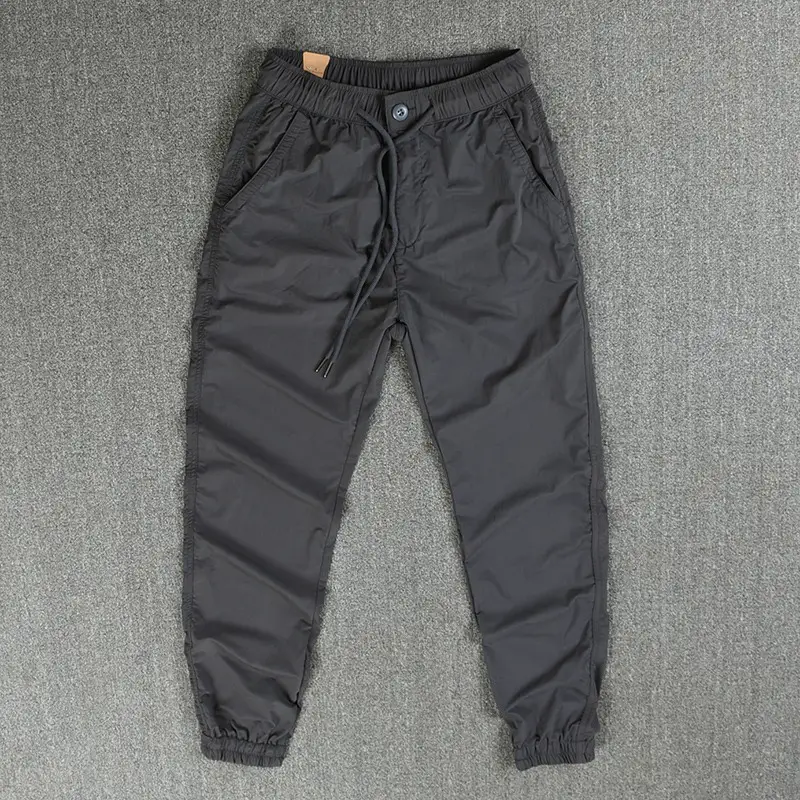 Casual Loose All-match Drawstring Ankle Pants Outdoor Quick-drying Pants Men's Autumn Thin Lightweight Breathable Stretch Autumn Pants for Men