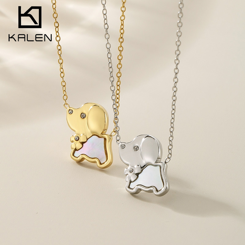 Fashionable and Simple Animal Diamond-Studded Puppy O-Shaped Chain Niche Personality Stainless Steel Necklace Jewelry Wholesale Supply