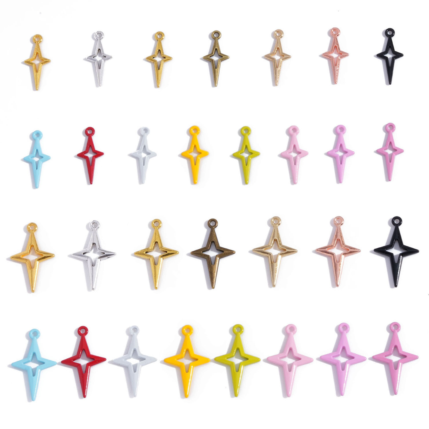 Two sizes DIY alloy jewelry accessories hollow star pendant bracelet necklace earrings pendant cross-border hot sale