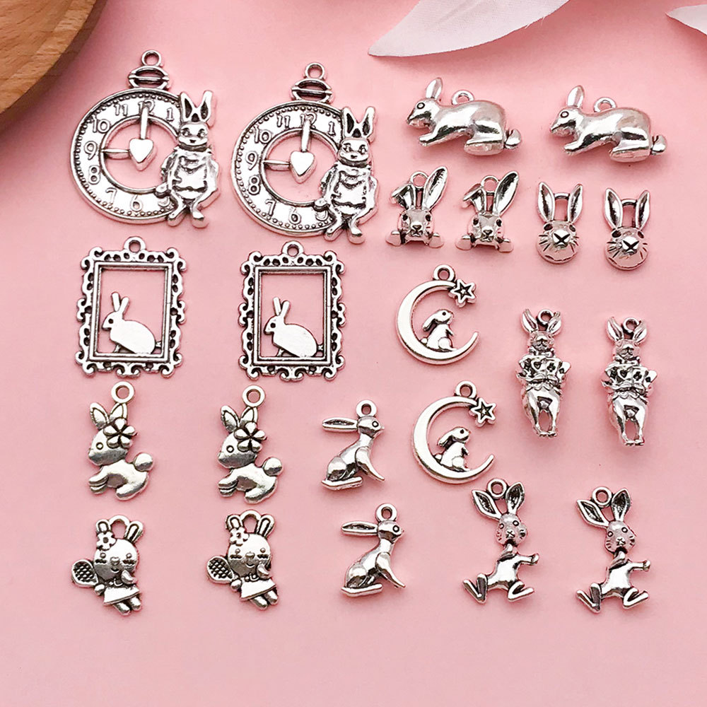 DIY jewelry accessories 1 zinc alloy accessories ancient silver random mixed rabbit alloy accessories Amazon direct sales