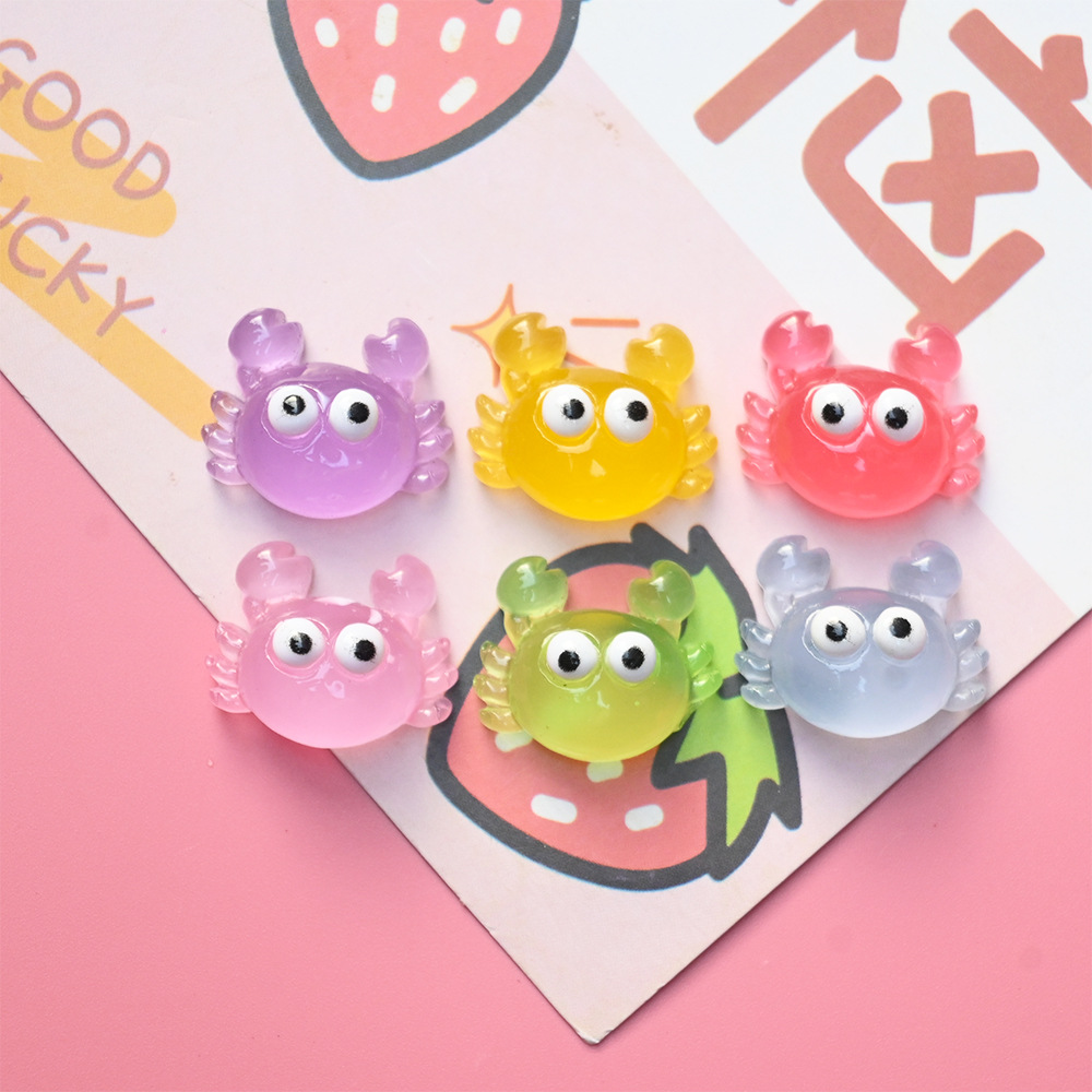 Luminous cute super cute little crab cartoon resin accessories diy cream glue accessories hairpin rope handmade materials