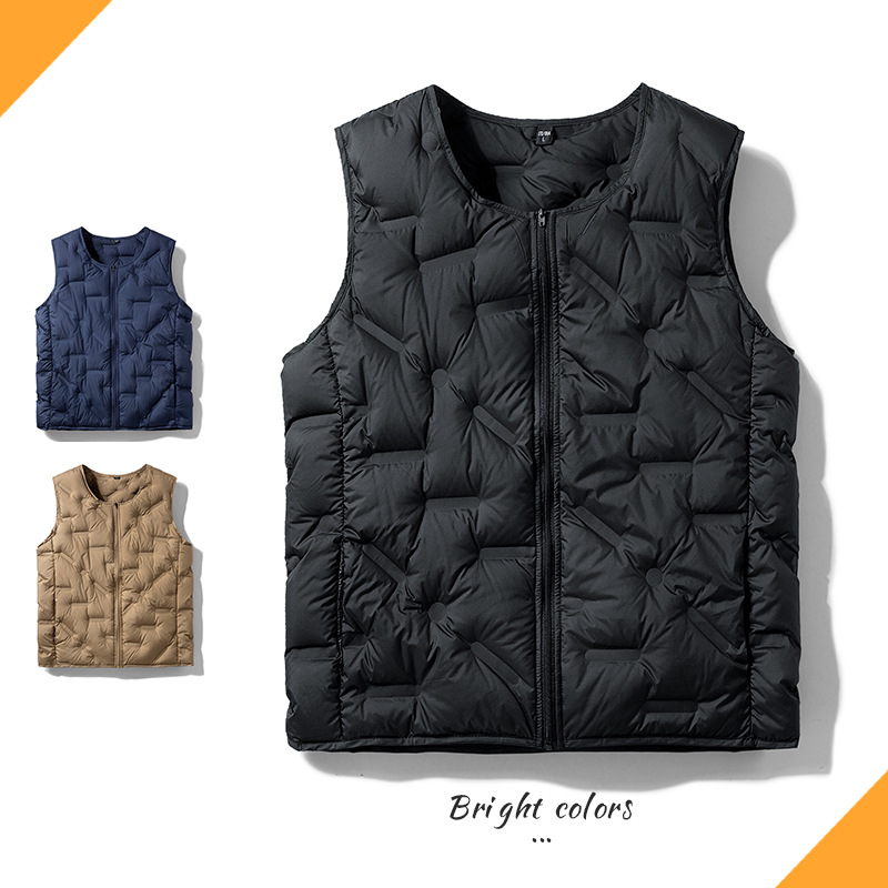 Cross-Border High-Quality Lightweight down Vest for Men 2024 with Cold-Proof Warm Vest, Fashionable Collarless Inner Vest
