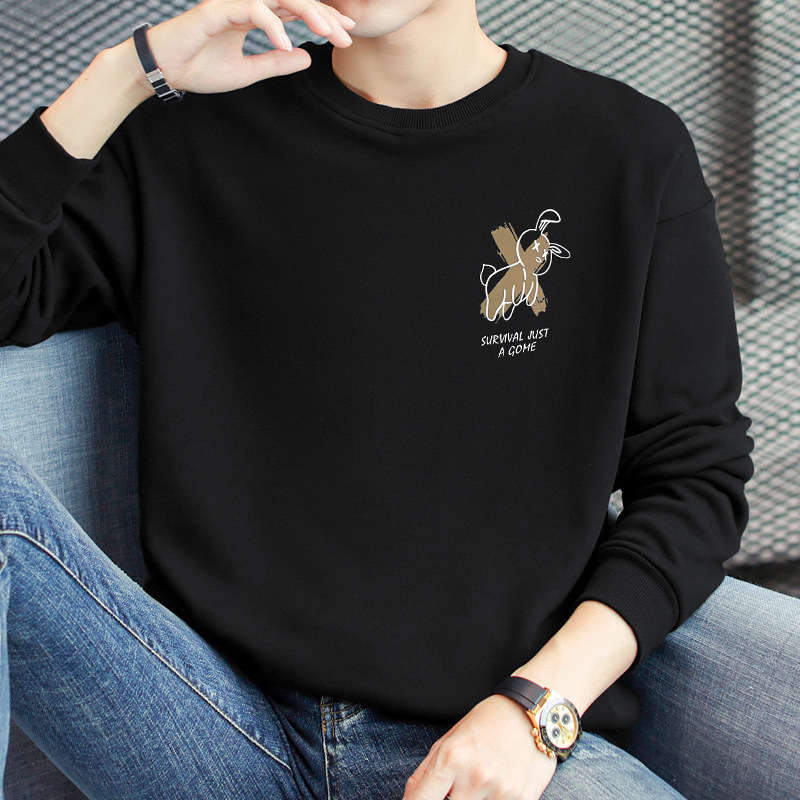 320g Heavyweight Sweatshirt for Men, Spring and Autumn 2026 New Model, Hoodless Long-Sleeve T-Shirt, Fleece-Lined, Thickened, Crew Neck, Trendy and Versatile