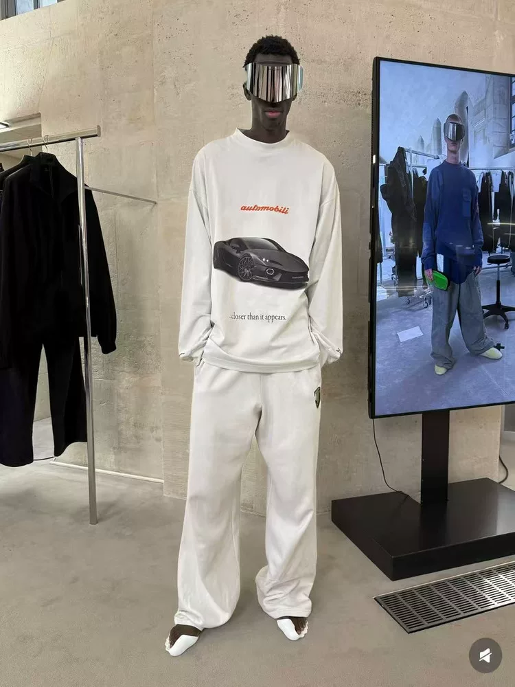 {Commuting Top Choice} 25Ss Show Model lb Fog Gray Round Neck Long Sleeve