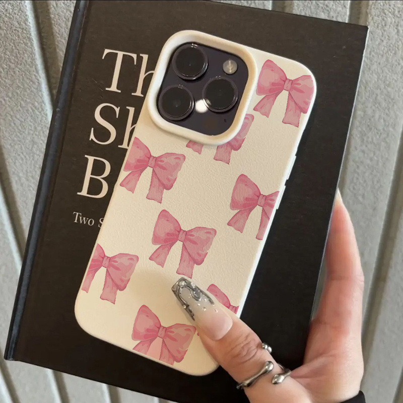 Pink Bow Cute Tpu Anti-Fall Protective Case 11 Suitable for Apple 14 15 16 Soft Case 16Promax