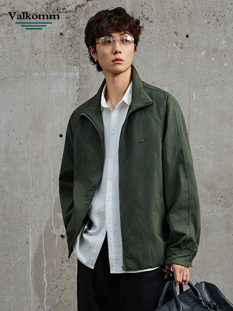 Laikke American-Style Trendy Washed Stand-Collar Pilot Jacket for Men, New Spring Model, Loose Fit, Versatile Casual Outdoor Coat