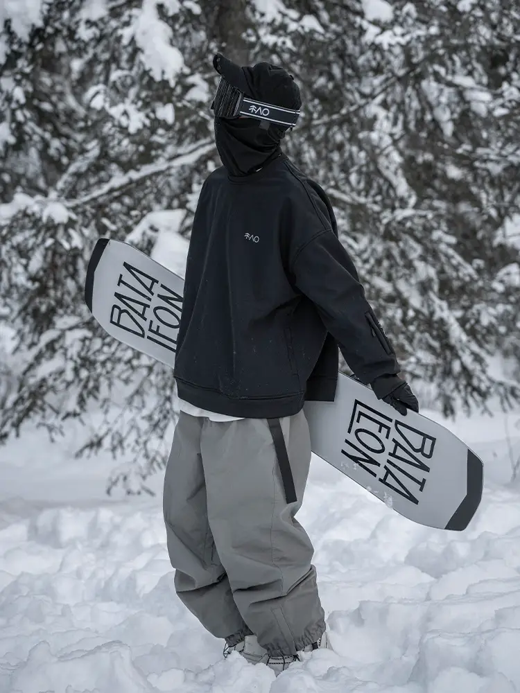 Snow or not solid color snowboarding pants waistband padded waterproof windproof tide loose version oversize affordable snow pants