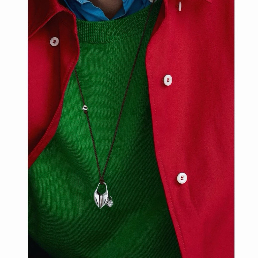 Korean Instagram Influencer Style Ssil Special Edition Brass Silver-Plated Zircon Heart-Shaped Pendant Necklace Long Sweater Chain