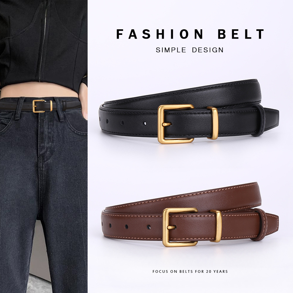 Women's Belt, High-End Leather Belt, Versatile Decorative Business Belt for Pleated Skirts and Jeans, Genuine Leather Belt for Women