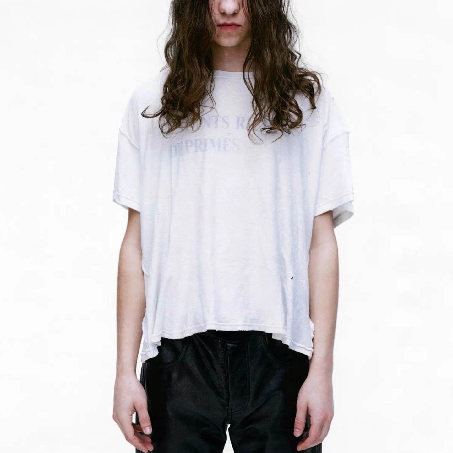 ERD's melancholic wealthy second-generation inside out reverse wearing bamboo knot pattern basic slogan destruction made old short sleeved T-shirt