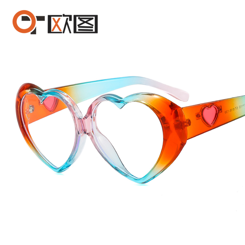 LOVE theme rainbow color anti-blue light flat lens cross-border matching glasses personalized ladies glasses frame A520