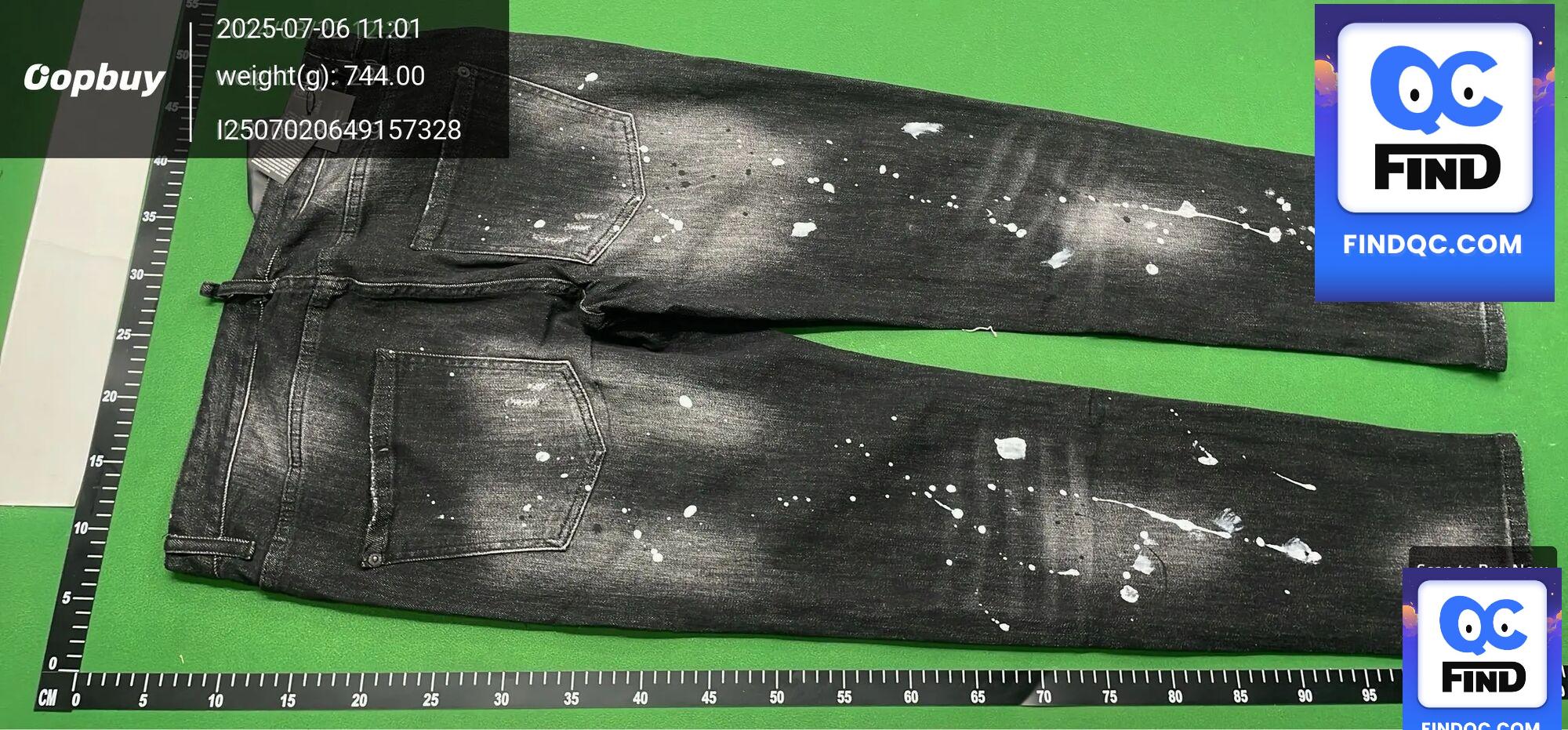DSQUARED2 Skater Jean Black Paint Splatter QC