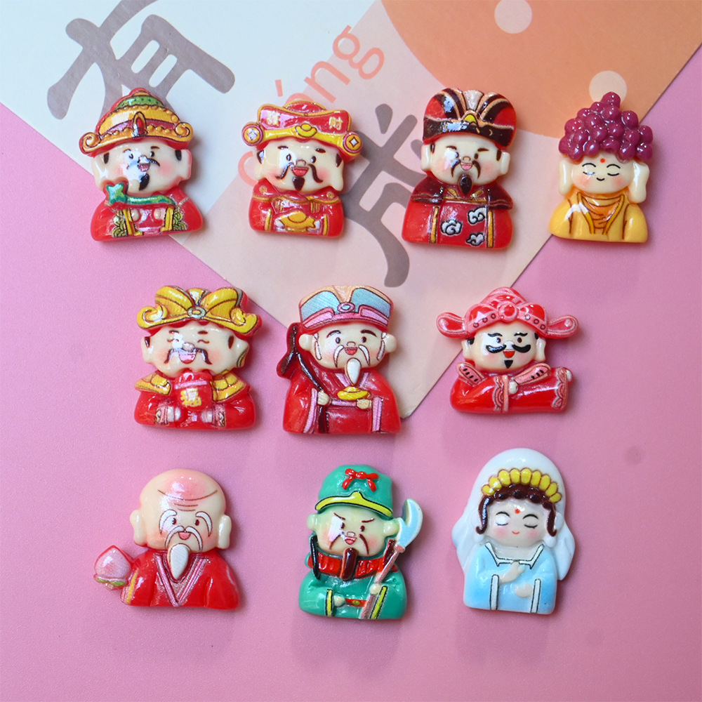 Tian Sheng Buddha God of Wealth Series Resin Accessories DIY Cream Glue Accessories Hairpin Head Rope Glue Dropping Mobile Phone Shell Material