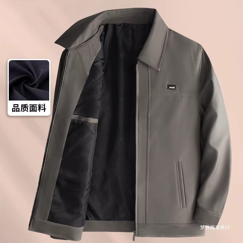 Elder Spring Coat Men's 60-year-old 70-year-old Men's Lapel Loose Jacket Spring and Autumn Dad Men's Mengwei