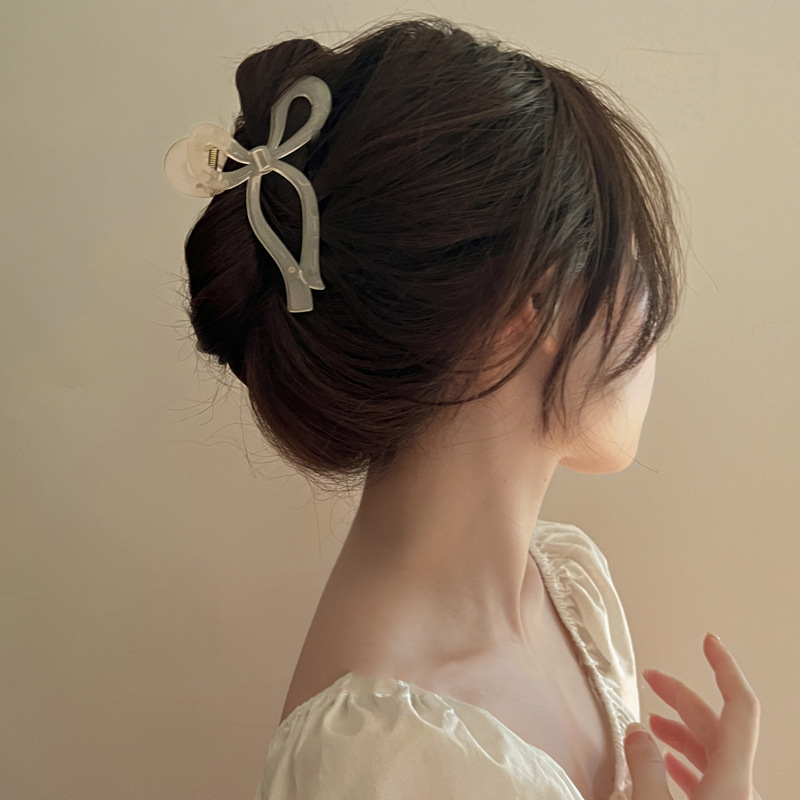 K-Style Stereo Korean Ribbon High Ponytail Hair Artifact Bow Grabber Hairpin Shark Clip Hairpin Hair Accessory