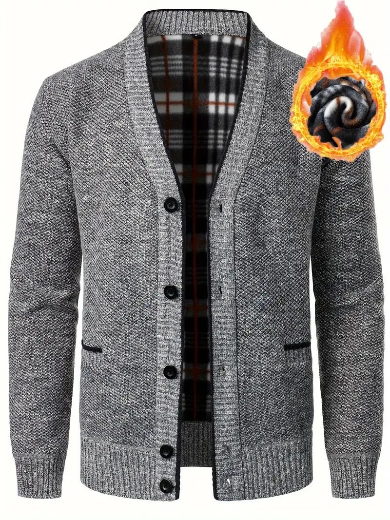 Foreign Trade Autumn and Winter New Cardigan Jacket Fashionable Korean Style Casual Thickened V-Neck Foreign Trade Men's Knitted Sweater Jacket