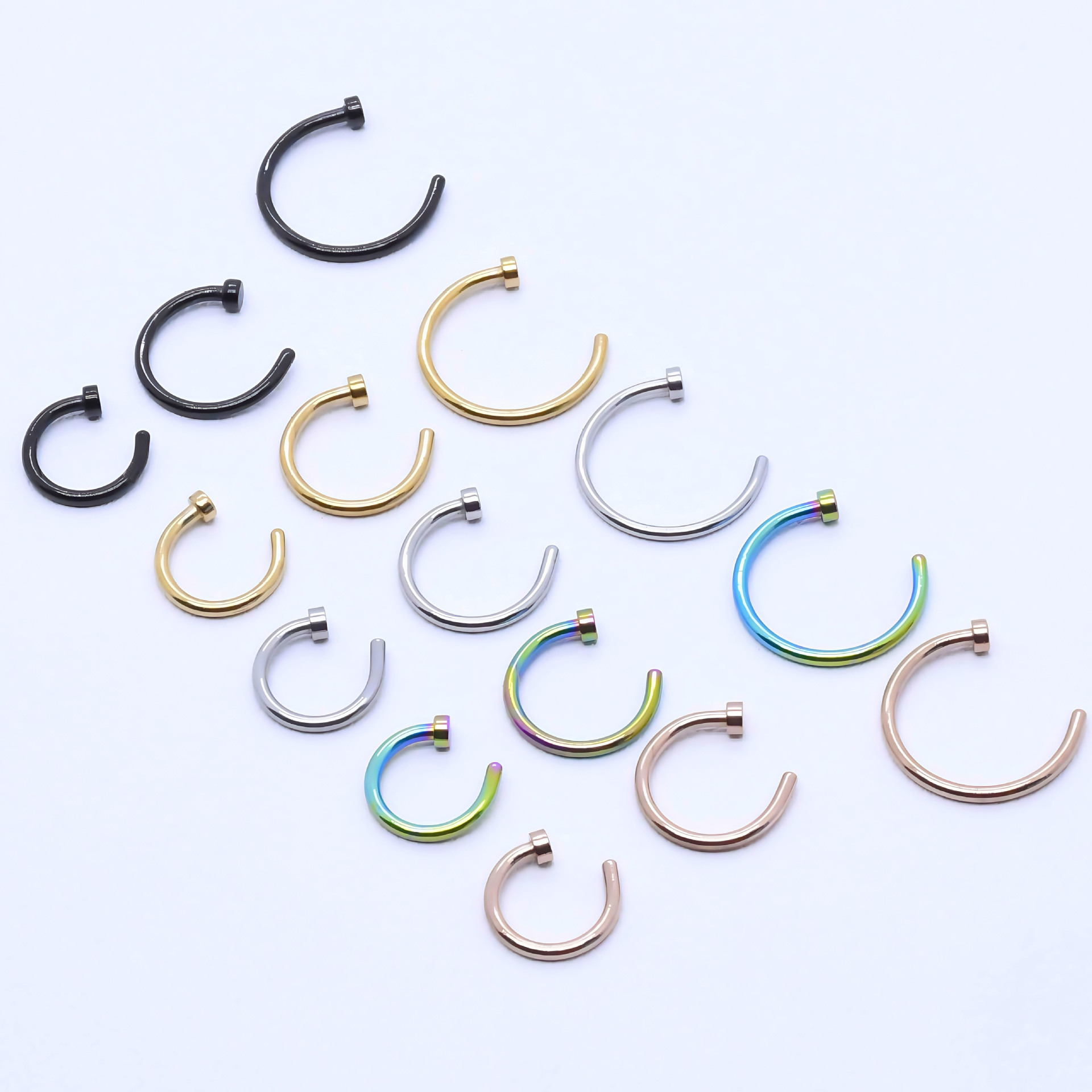 Factory Direct Sales Cross-Border European and American Fashion Stainless Steel Nose Rings Personalized Fake Nose Rings C-Shaped Nose Nail Piercing Jewelry Wholesale