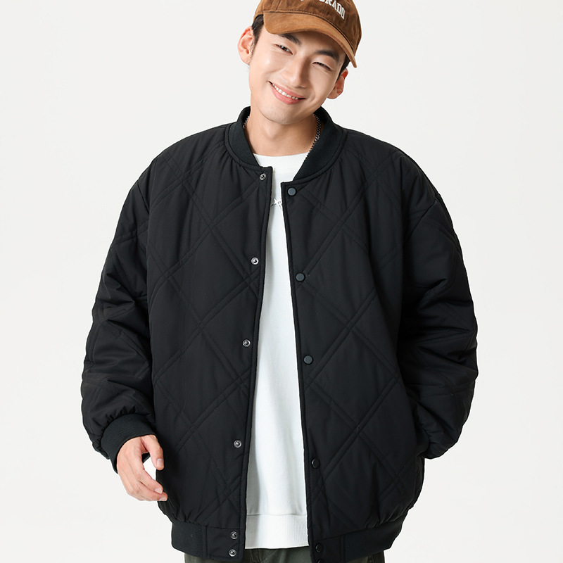 2024 New Thickened Fleece Cotton Coat Winter Lamb Fleece Stand Collar Jacket Cotton Men's Baseball Jacket Trendy Top