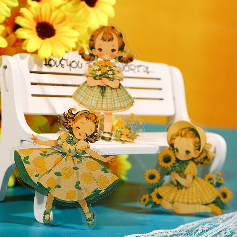 A Beautiful Day Sticker Pack Fairy Tale Garden Series Character Girl Hand Account Material Collage European-style Base 6