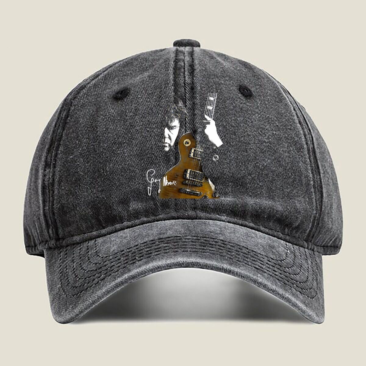 Guitar Player Sketch Washed Baseball Cap Hip Hop Snapback Hat