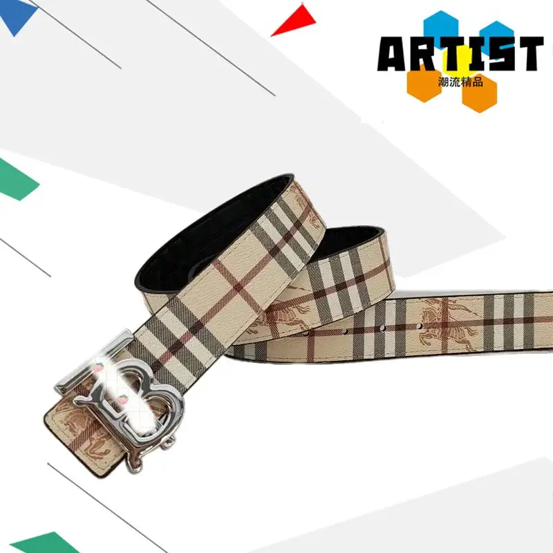 Classic men's and women's belts double-sided embossed two layers of cattle TB smooth buckle leather business belt casual versatile pants belt-Q2