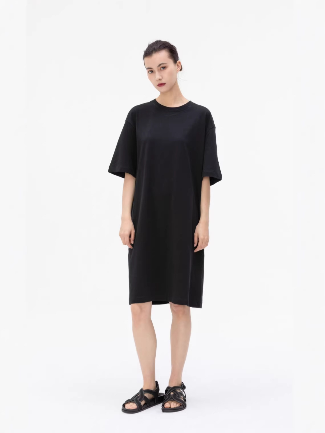 Clearance Sale: Gazaco Long Black T-Shirt Dress, Casual Lazy Style, Women's Sleepwear