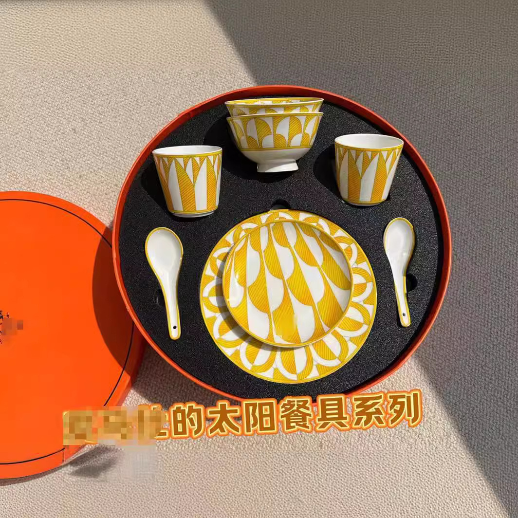 H Family Sequence Tableware Set 10-piece Set Sun Series Horse Sequence Red Strip Series Gifts Foto QC de 1688 na Qualit.ly
