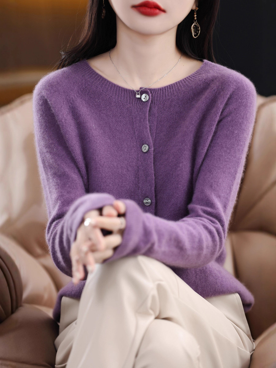 New 2025 Autumn Casual Style Japanese and Korean Casual Cardigan Round Neck Loose Sweater Women's Knitted Sweater