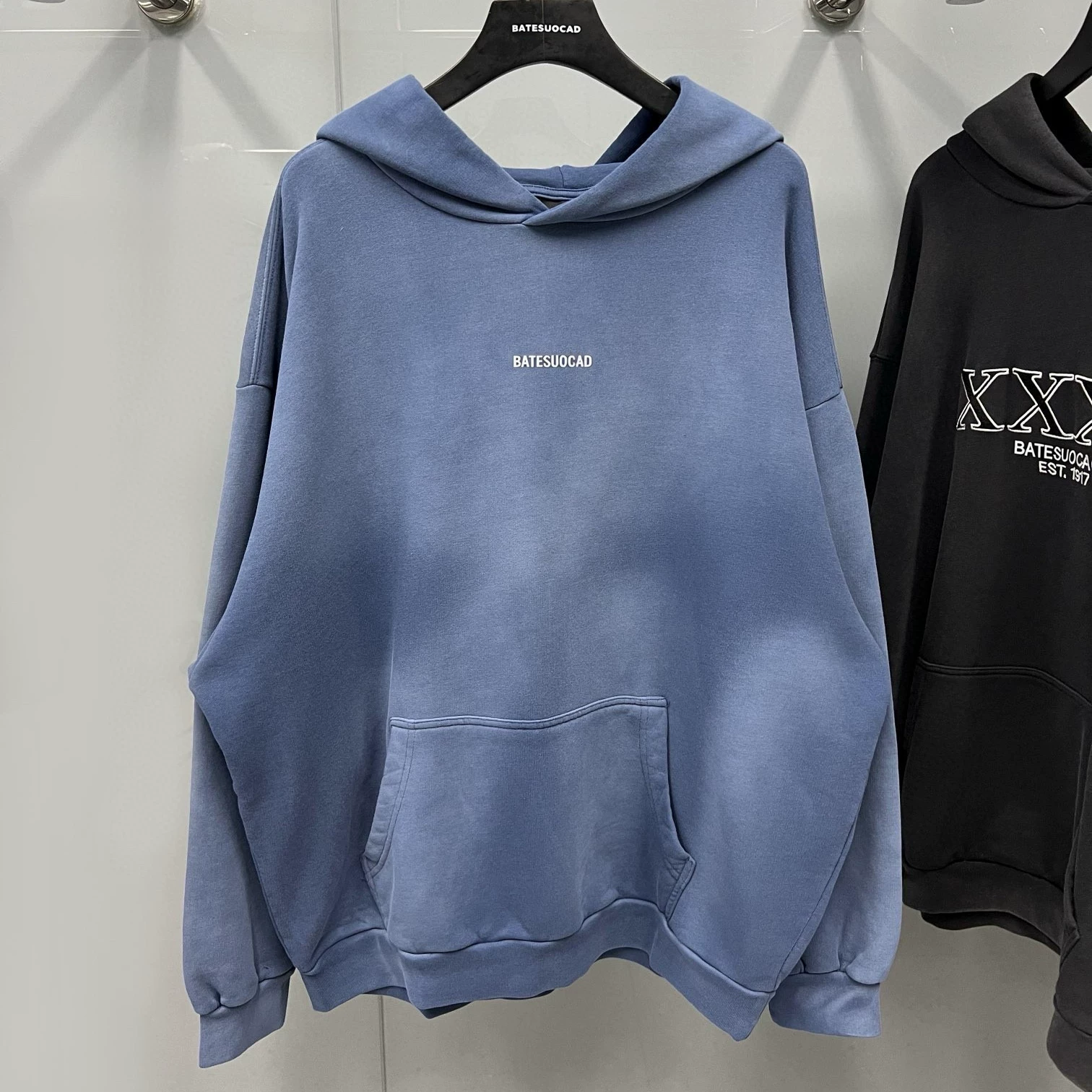 BATESUOCAD 25s winter new print loose os letter couple style looped hoodie hooded sweatshirt trendy